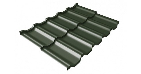 Металлочерепица модульная Grand Line Kvinta Uno c 3D резом 0,5 GreenСoat Pural RR 11 темно-зеленый (RAL 6020 хромовая зелень)