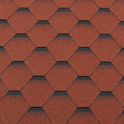 Гибкая черепица RoofShield Classic Standart кирпично-красная с оттенением