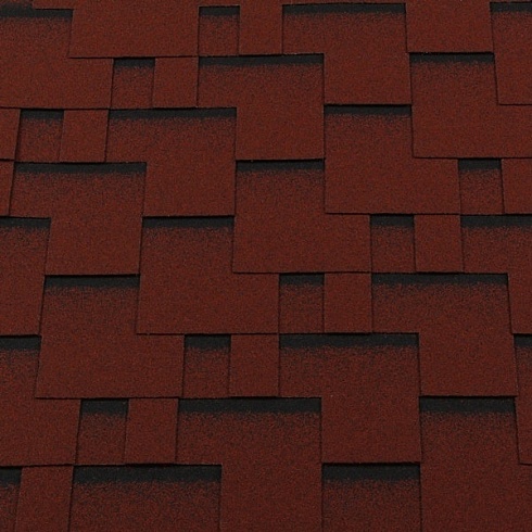 Гибкая черепица RoofShield Premium Modern красная с оттенением