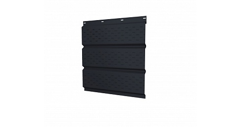 Софит металлический полная перфорация 0,5 GreenCoat Pural Matt с пленкой RR 33 черный (RAL 9005 черный)