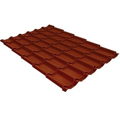 Металлочерепица Grand Line Kvinta Plus GreenCoat Pural 0,5 мм RAL 8004 терракота