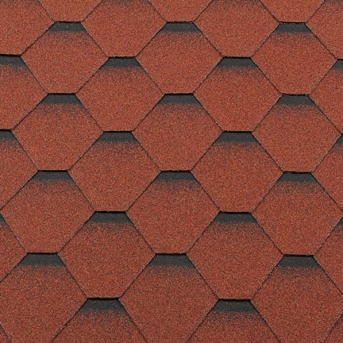 Гибкая черепица RoofShield Premium Standart кирпично-красная с оттенением